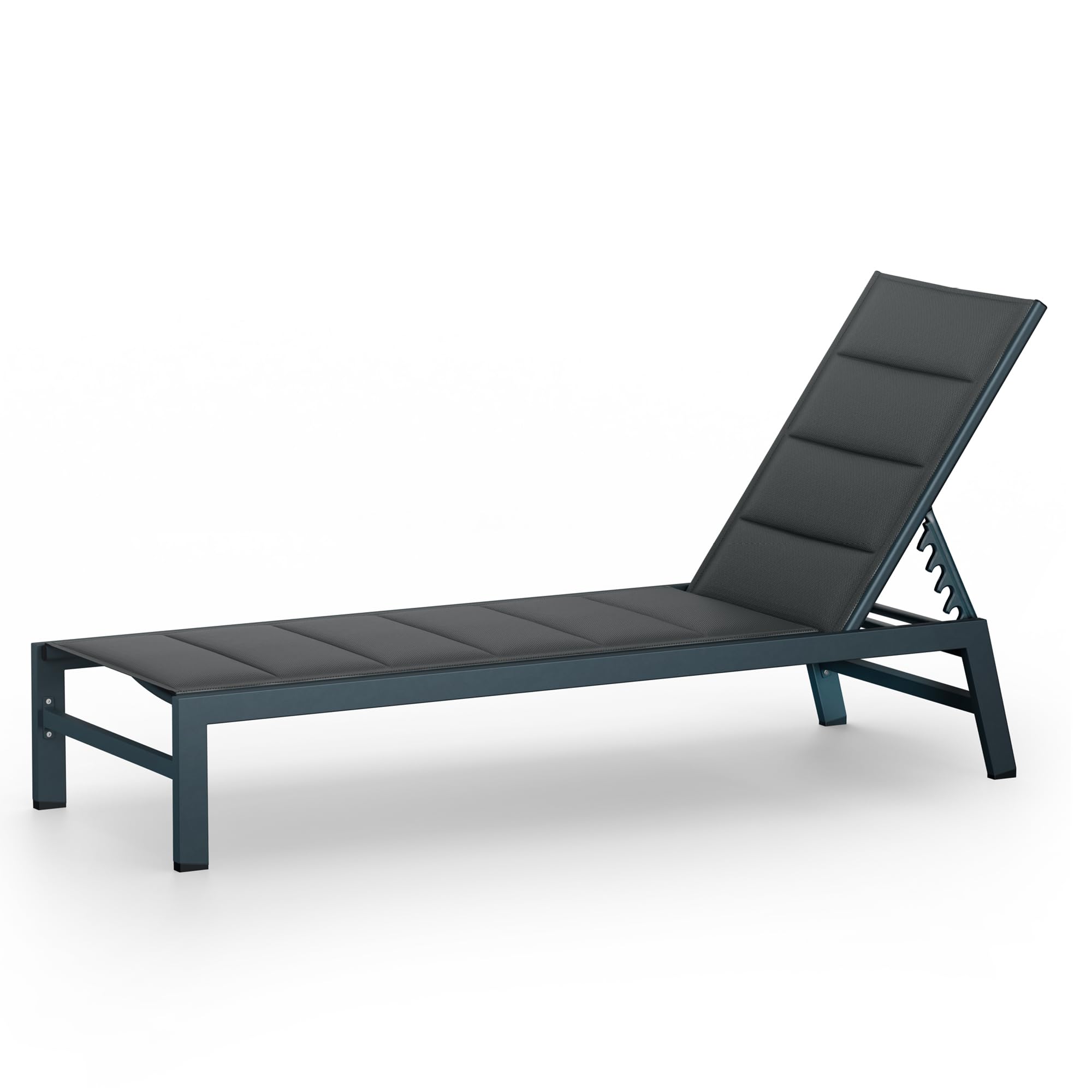 blumfeldt Renazzo Lounge - Tumbona de jardín, 186 x 56 cm, Respaldo de Altura Regulable, Impermeable y Acolchada, Malla ComfortMesh, Antracita
