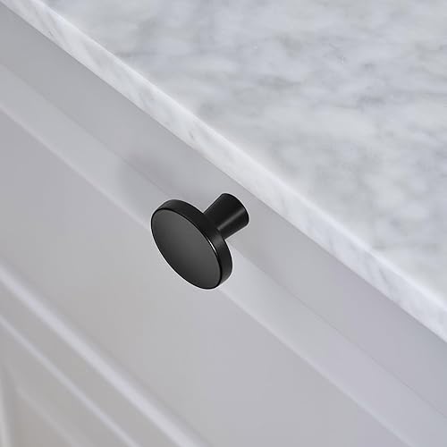 Miniatura 5 de TUNNY Paquete de 10 pomos de gabinete de un solo agujero, color negro mate, pomos de muebles de un solo agujero para muebles para baño, tocador,