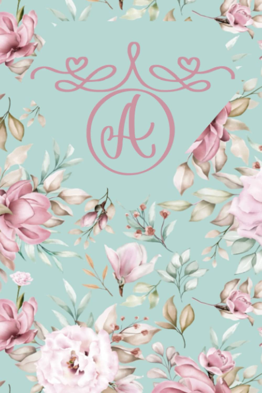 A: Monogram Initial A Notebook Pastel Floral 6 x 9