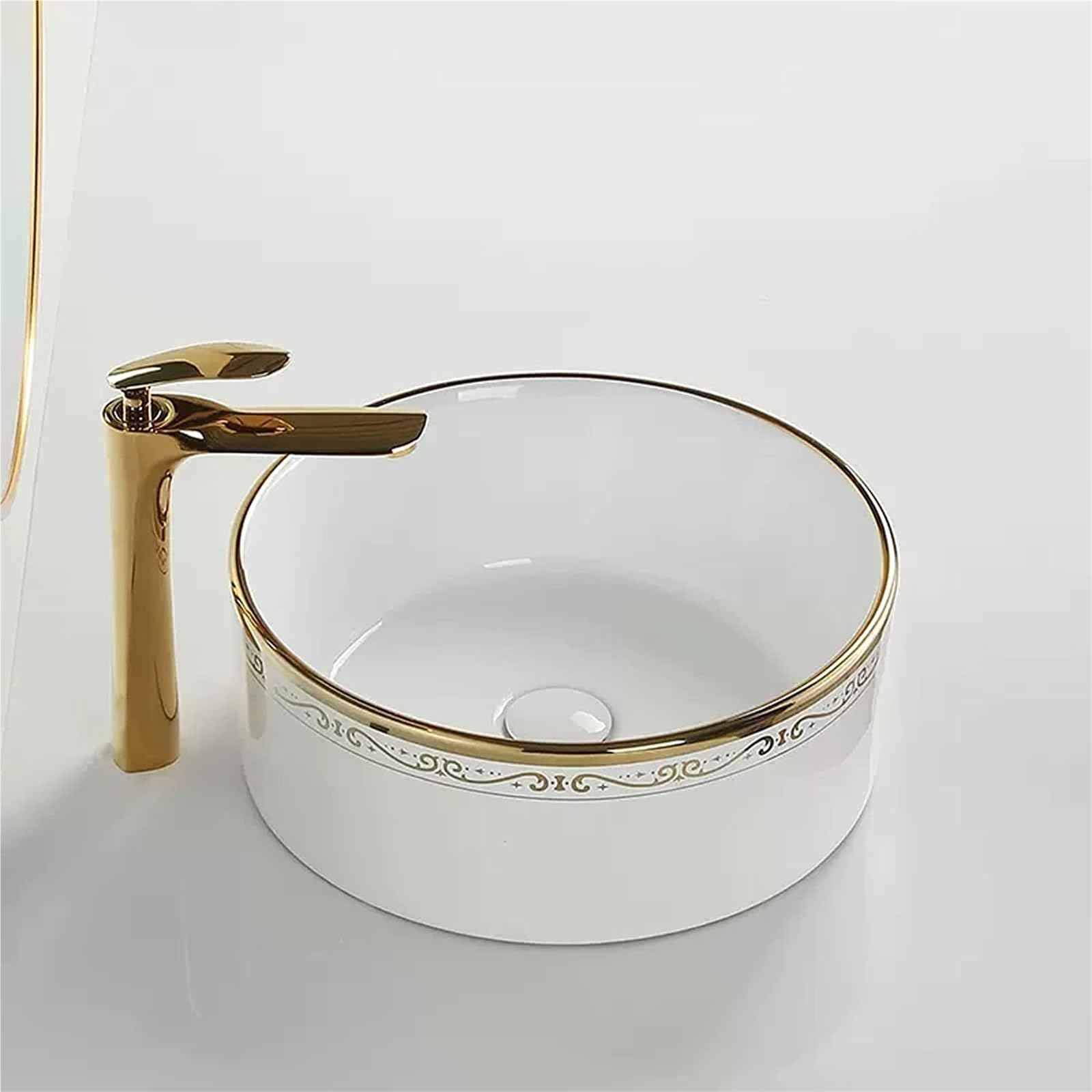 Umywalka Łazienkowa Ceramiczna Umywalka Łazienkowa Umywalka Okrągła Umywalka Łazienkowa Z Odpływem Pop-Up Biała Umywalka Nablatowa Porcelanowa Ceramiczna Umywalka Nablato,S