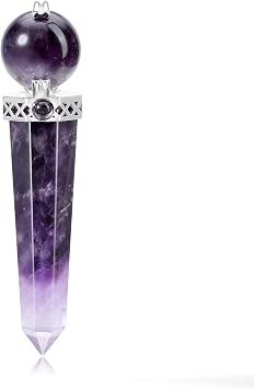 CrystalTears 3.2 Amethyst Crystal Wand Reiki Healing Crystals Point Prism Gemstone Wand Tumbled Poished Quartz Crystal Healing Stones for Meditation Wicca Crystals Therapy
