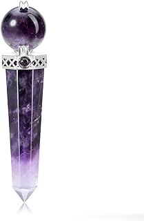 CrystalTears 3.2" Amethyst Crystal Wand Reiki Healing Crystal Point Prism Gemstone Wand Tumbled Poished Quartz Crystal Hea...