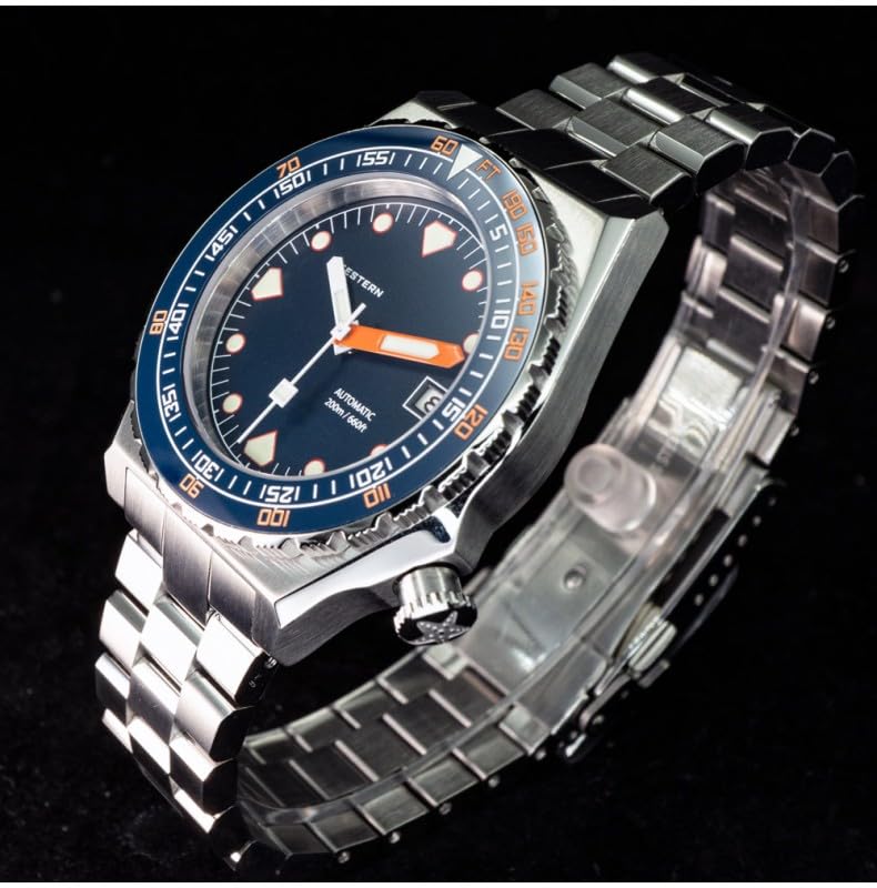 Seestern S407 Automatico Acciaio Blu Ceramica Datario Diver Orologio Uomo