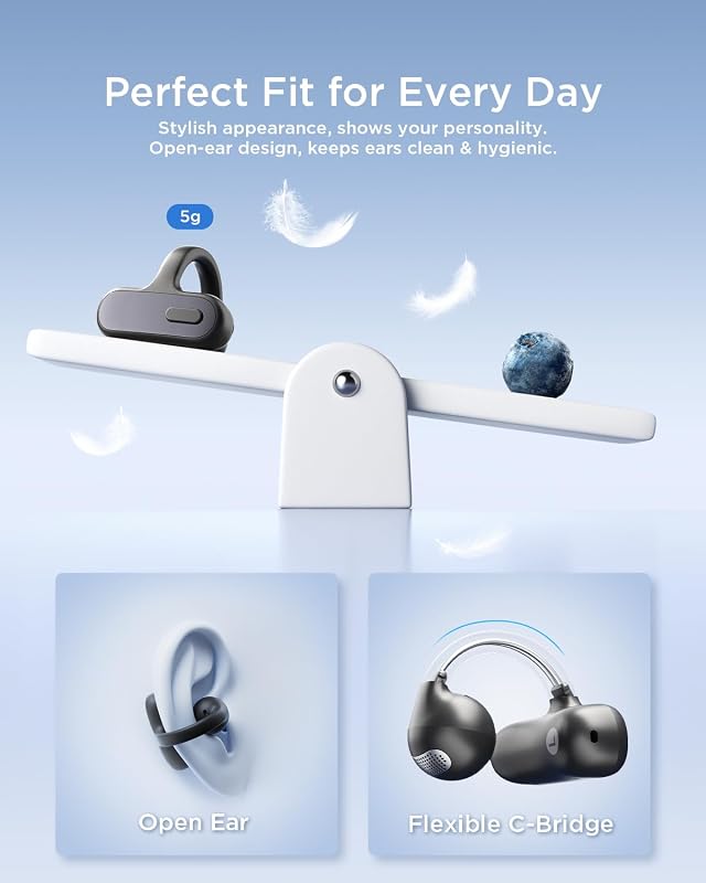 TALIX Open Ear Clip-On Wireless Bluetooth 6.0 Earbuds X8, Black image 5