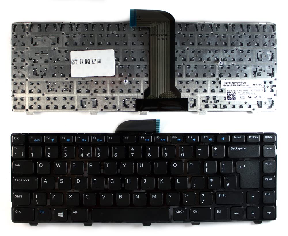 Clavier de Remplacement pour PC Dell NSK-L90SW Keyboards4Laptops Noir - 2