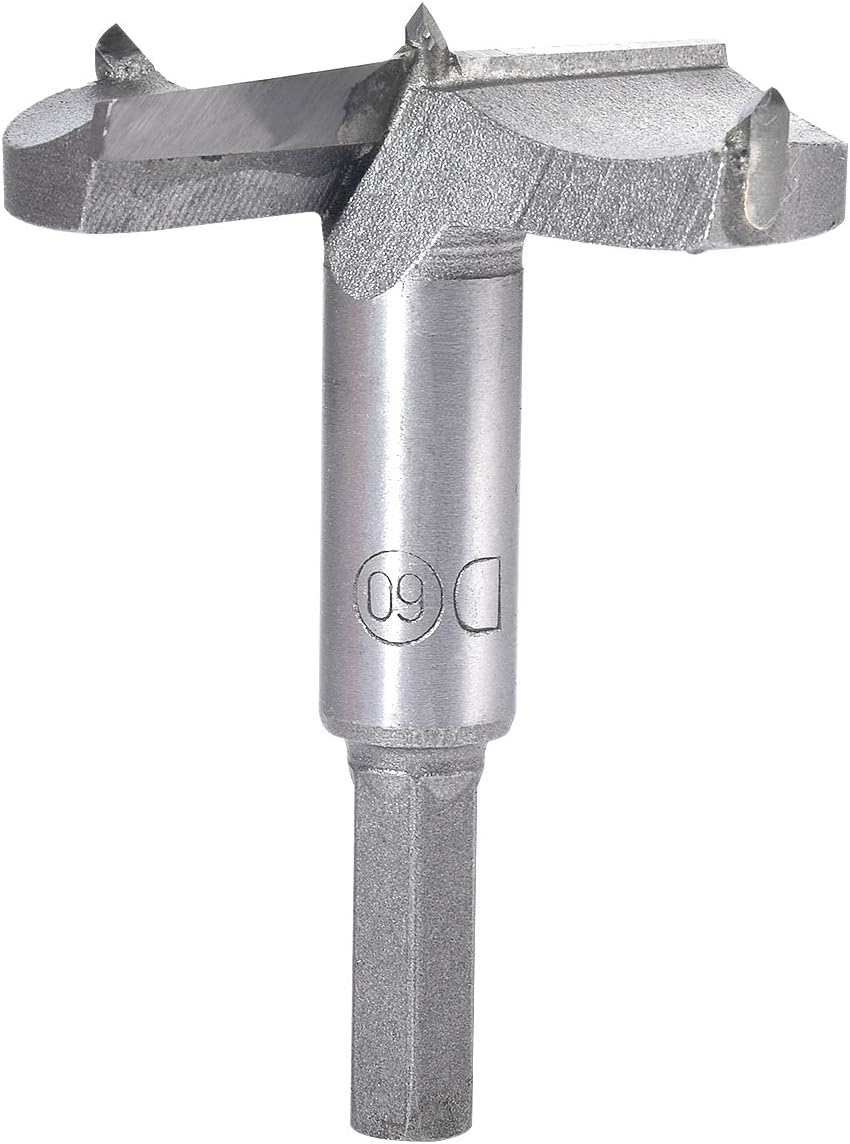 KATUR 25-60mm Forstner Auger Drill Bit Set, Woodworking Boring Hinge Hole Saw, Wooden Hole Opener Boring Bits, Carbide Tip Round Shank Cutting for Hinge, Plywood, MDF, CNC Tool (25-60mm Diameter)