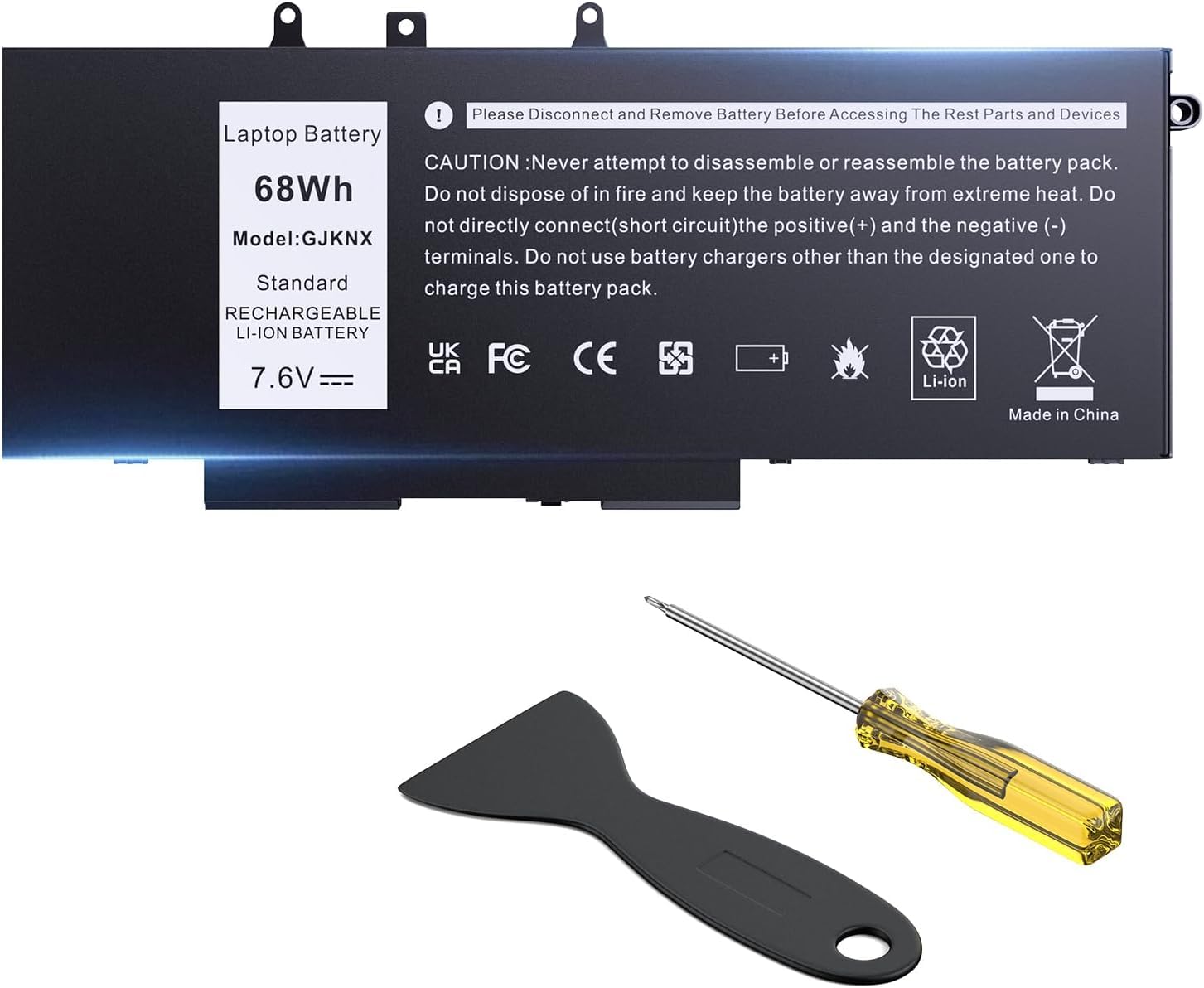 68Wh Ersatzakku 7,6V für Dell Latitude 5480 5580 5280 5288 5488 5590 5591 5490 5491 5495 (E5480 E5580 E5490 E5590), kompatibel mit Precision 3530, 4-Zellen