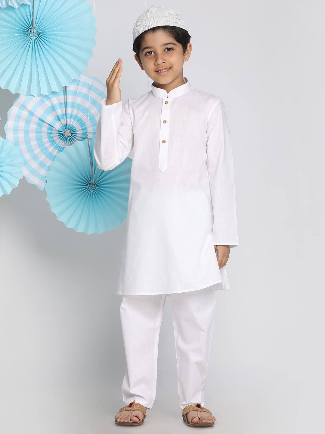 Vastramay Boys' White Kurta Pyjama Set (Vasbk122Whnpwhnc_24)