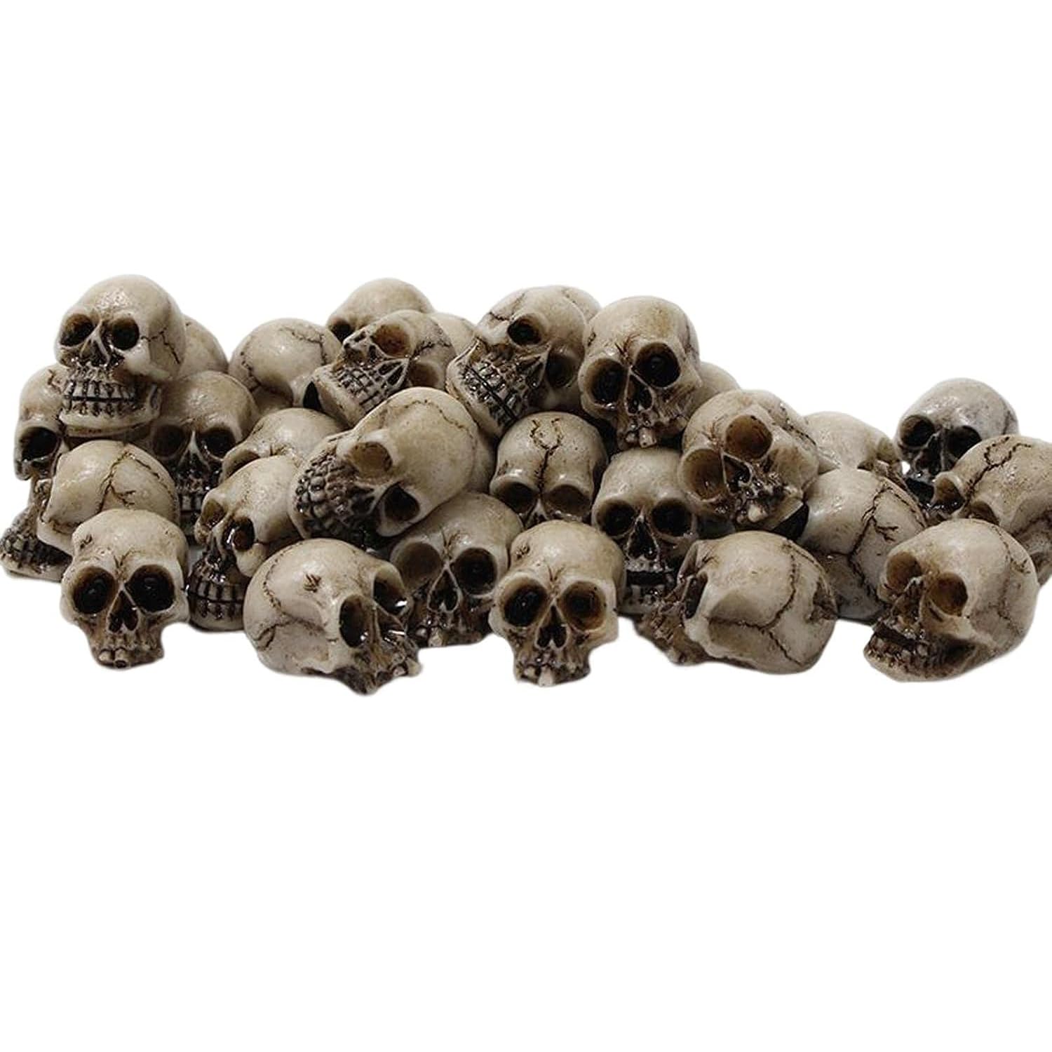20Pcs Halloween Mini Skulls Decorations Small Skulls Heads Statue Mini Resin Realistic Skull Halloween Decor Skeleton Head Prank Prop Party Decorations DIY Accessories Garden Pot plant Ornaments