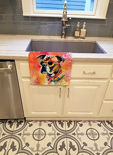 Miniatura 2 de Caroline's Treasures DAC2473KTWL Boxer Hippie Dawg - Toalla de cocina para invitados, toalla de baño decorativa para cara, té, paño de cocina,
