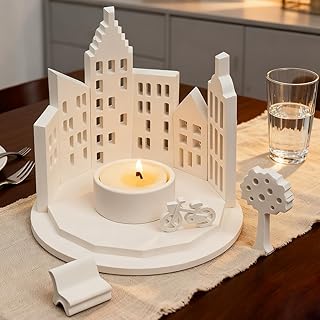 Silikonformen Gießformen Kerzenhalter,4 Stück Silikonform Haus Set,Gießformen Silikon Weihnachten,Gießform Häuser Bäume Fahrräder Bänke,Silikonformen Kerzenhalter,3D Kerze Weihnachtsdeko Silikonform
