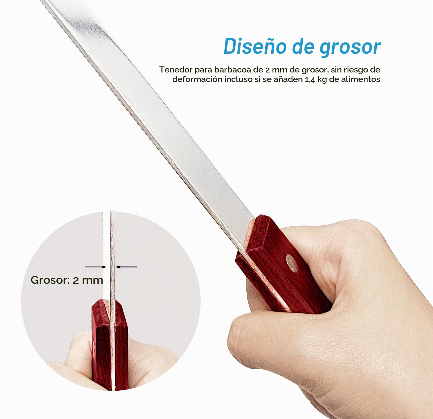 8 Piezas Brochetas Barbacoa de Acero Inoxidable, 60cm Brochetas Extralargas Accesorio Barbacoa con Mango de Madera, para Parrilla
