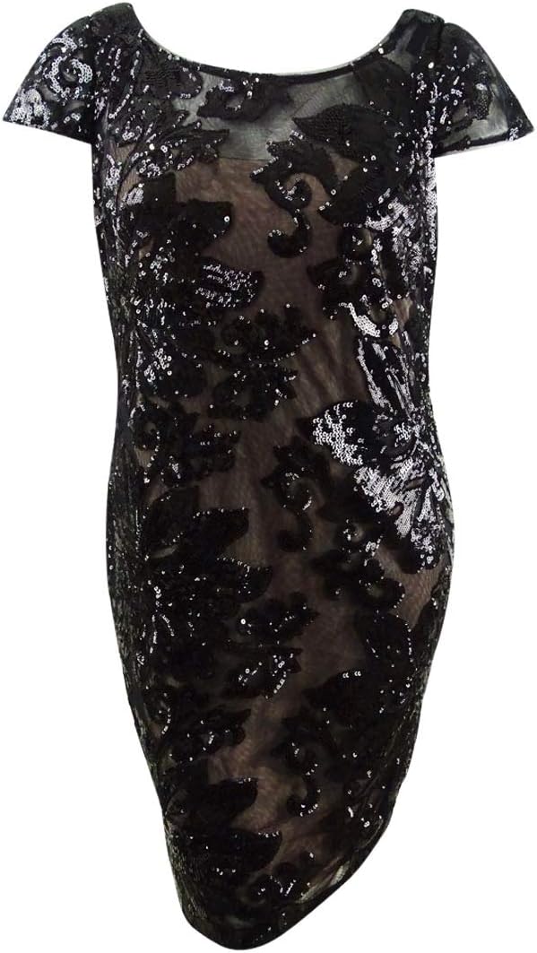 Cap Sleeve Sequin Sheath Dress 