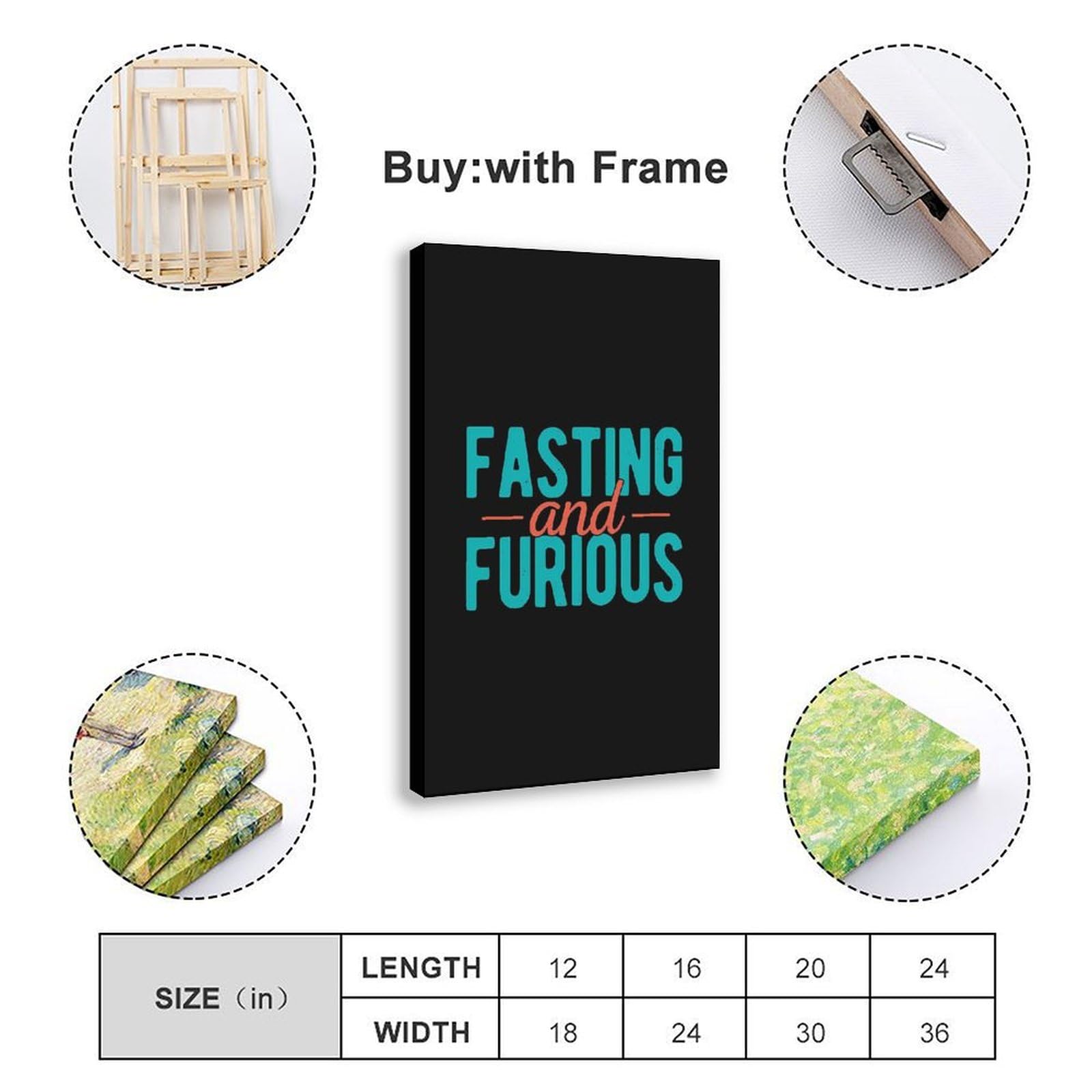 Lustiges Leinwandposter mit Intermittierendem Fasten, Wandkunst, Dekordruck, Bild Gemälde für Wohnzimmer, Schlafzimmer, Dekoration, Rahmen: 50 x 75 cm