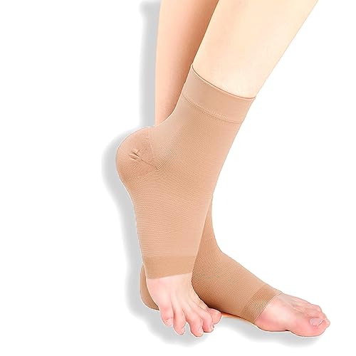 Calcetines de compresión de tobillo, manga de compresión eficaz para aliviar el dolor de pies, hinchazón, fascitis plantar, esguince, neuropatía,