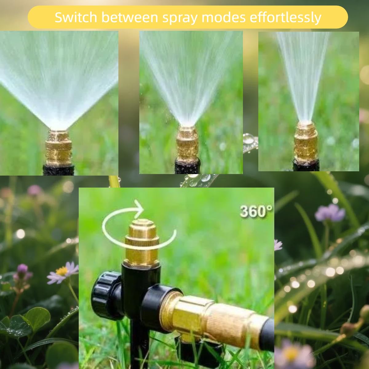 Metall-Rasensprinkler für Hof, 3 Stück, automatischer Garten-Wassersprinkler auf Spike-Basis, verstellbare Messingsprinklerdüse, 360 Grad, große Flächenabdeckung für Rasen, Gras, Terrasse