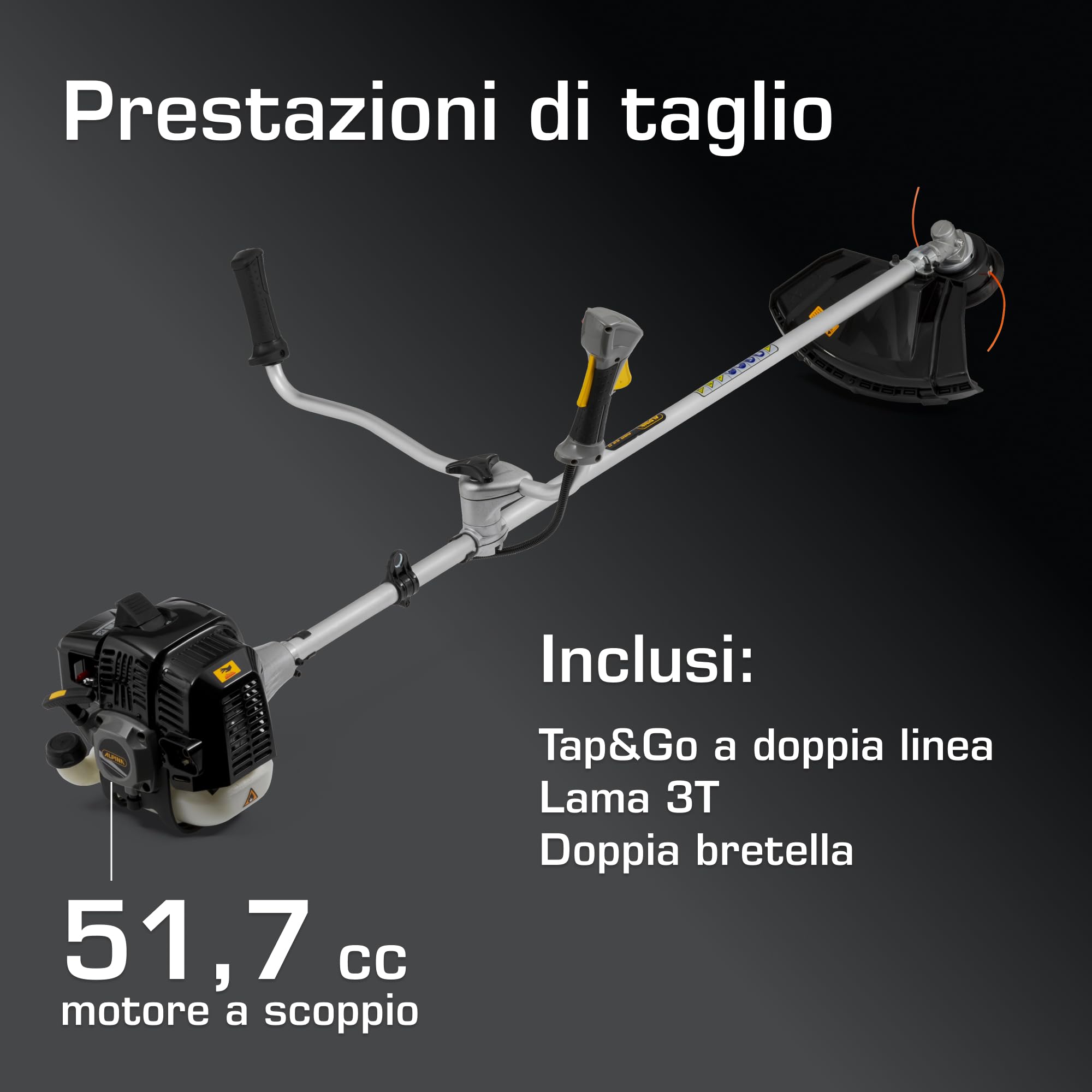 Alpina Decespugliatore benzina ABR 52 Italia con motore a benzina 51,7 cc