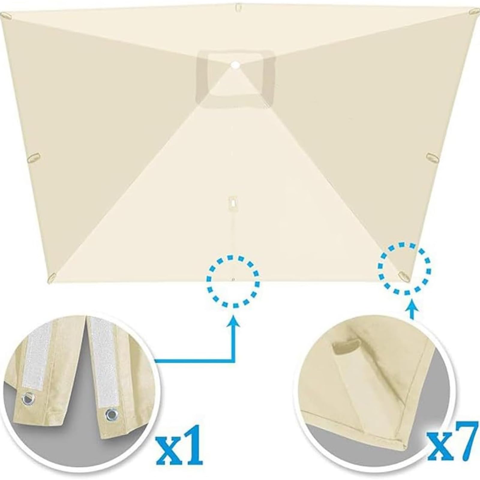 Parasol Ogrodowy, Kwadratowy Daszek Parasola Tarasowego, Wymienny Daszek Parasola Przesuniętego 9,8'x9,8', Pokrycie Daszka Parasola Z 8 żeber, Powłoka Wodoodporna, Wymienna Tkanina Parasoli Ogrodowych