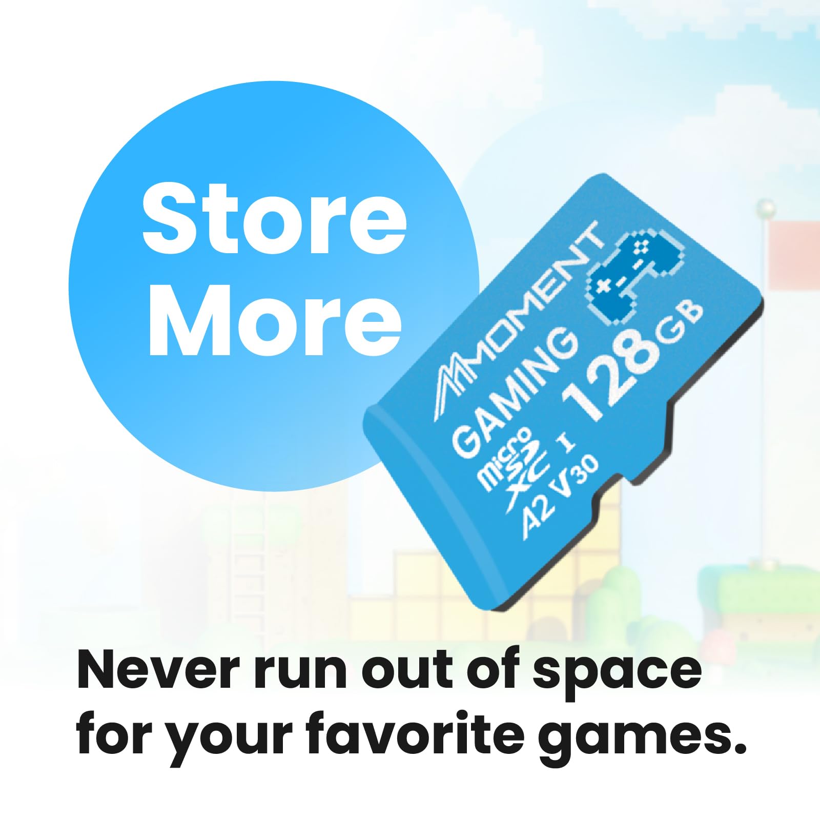 MMOMENT Scheda microSDXC MM23 PRO da 128 GB per gaming, A2 V30 U3, lettura fino a 160 MB/s, scrittura fino a 130 MB/s, dispositivi di gioco portatili
