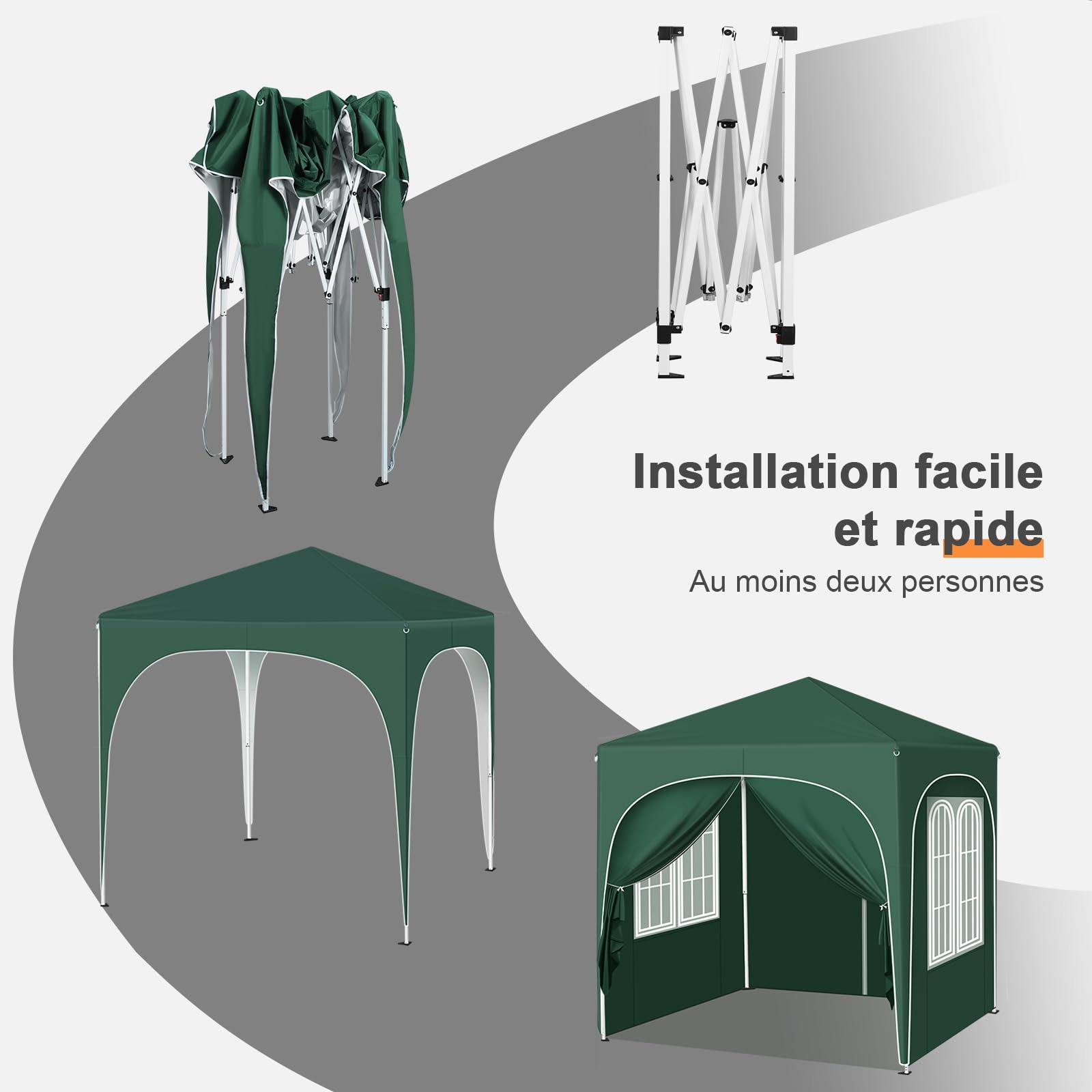 WOLTU Tonnelle Pliable Barnum Jardin 2x2m Pop up avec 4 parois Vert