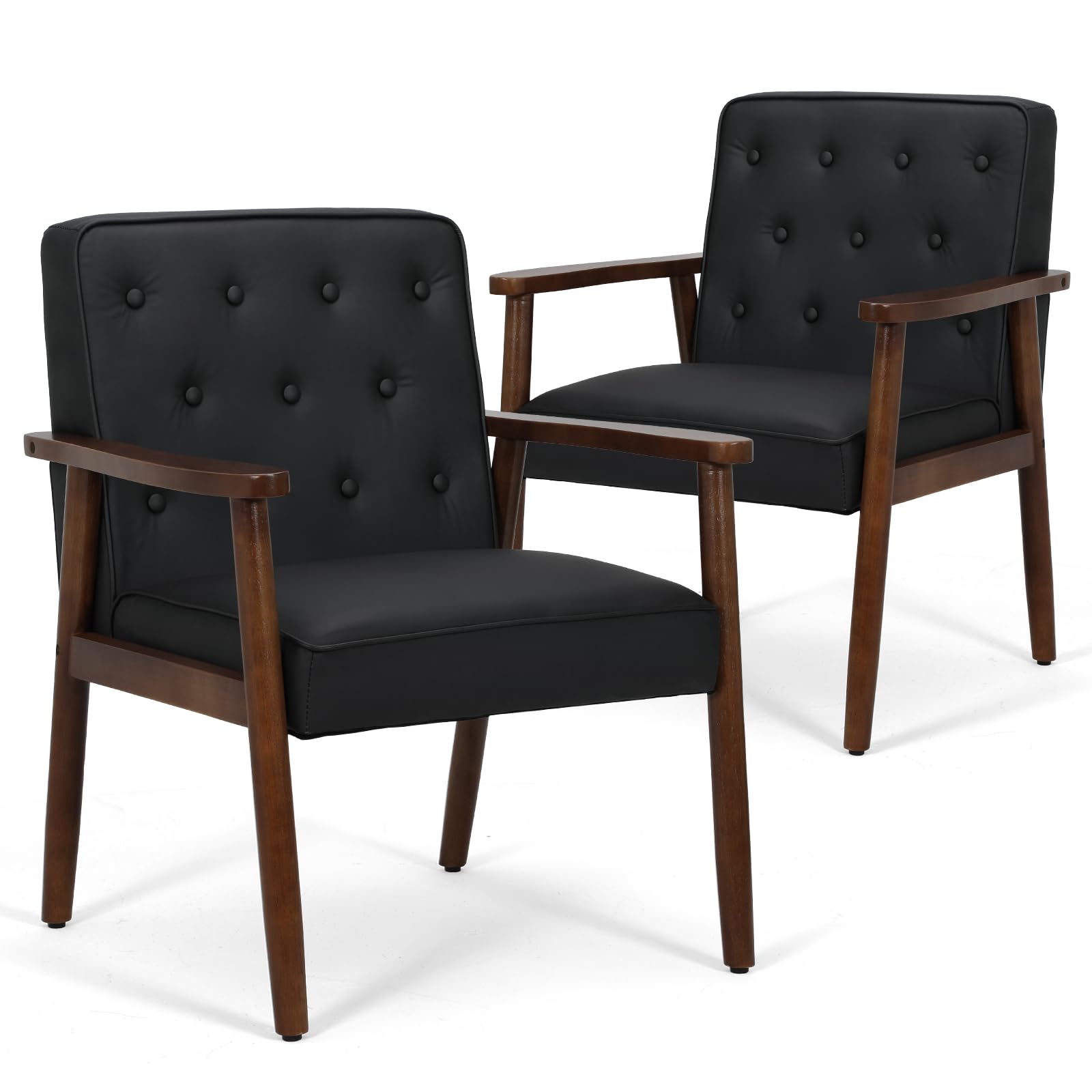 Amazon.com: MoNiBloom Leather Decorative Chairs Set of 2, Comfy Living ...