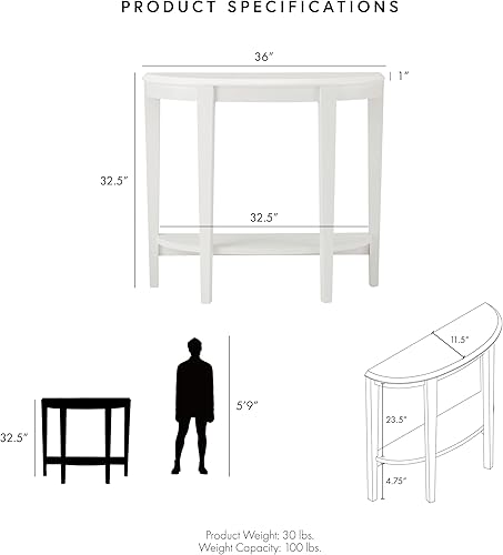 Miniatura 28 de Homes: Inside + Out Payne - Moderna consola de media luna con estante de almacenamiento, muebles decorativos de entrada para sala de estar, pasillo,