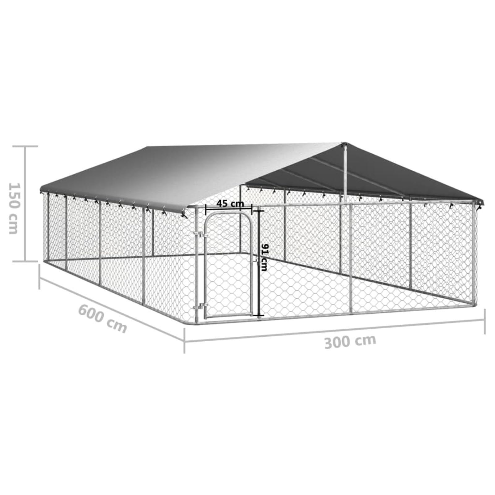 GuyAna Perrera de Exterior con tejado Jaula para Perros Grandes Jaula Perros 600x300x150 cm