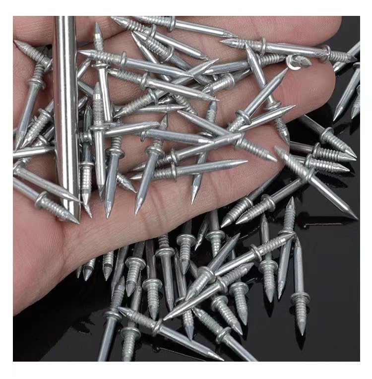 Clavos sin costura de rodapié de doble cabeza 100 piezas - Clavos para rodapié de doble cabeza, clavos ocultos para chapado para decoración del hogar, trabajo en madera, muebles y construcción, uso doméstico interior y exterior miniatura 2