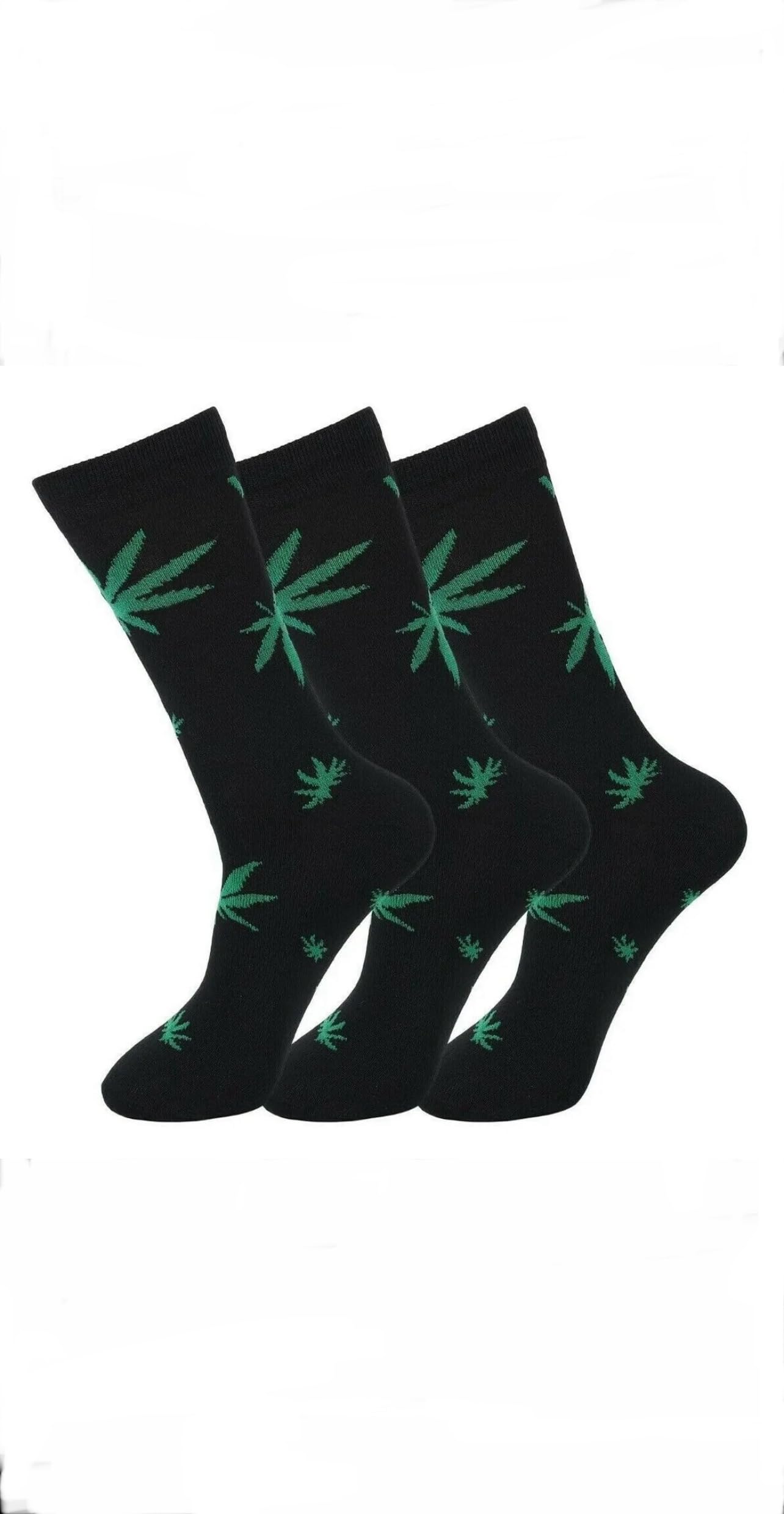 Rozgul Men's Black 6 Pairs Ganja Weed Leaf Print Cannabis Marijuana Design Cotton Socks Uk Size 6-11 Socks, Rozgul®