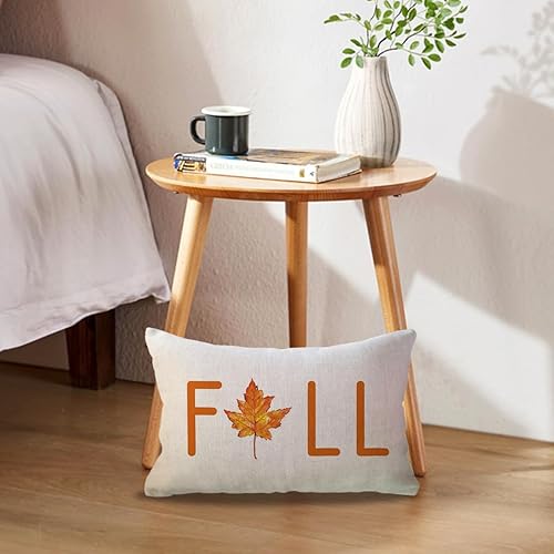 Miniatura 3 de ULOVE LOVE YOURSELF Fundas de almohada de otoño de calabaza para el hogar, diseño de calabazahoja de arce, decoración otoñal para sofá lumbar, 12 x