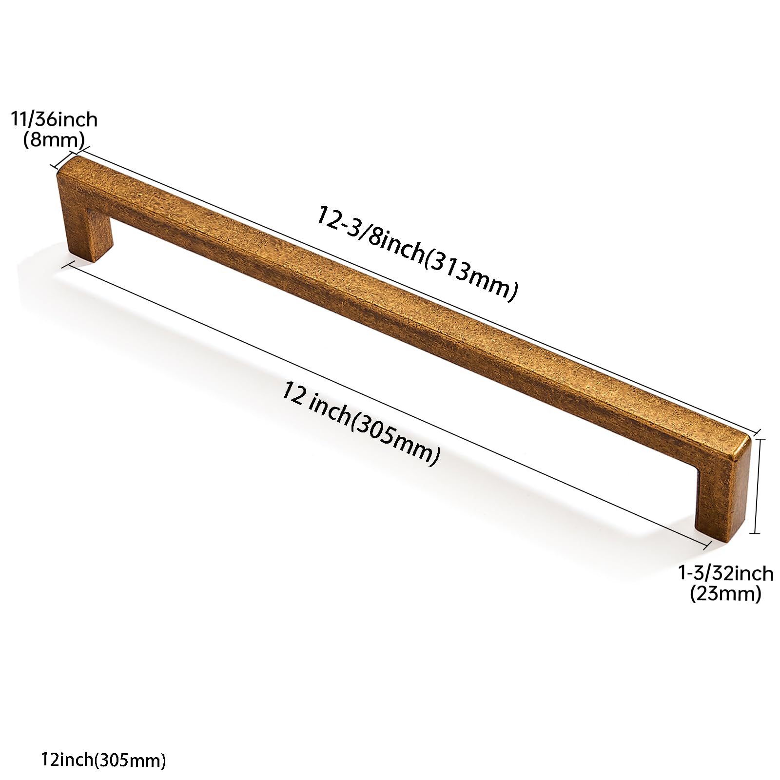 KHTUMEWARE-207 Antique Brass Appliance Pulls CTC 12 in (305 mm) in Antique Brass — KHTUMEWARE