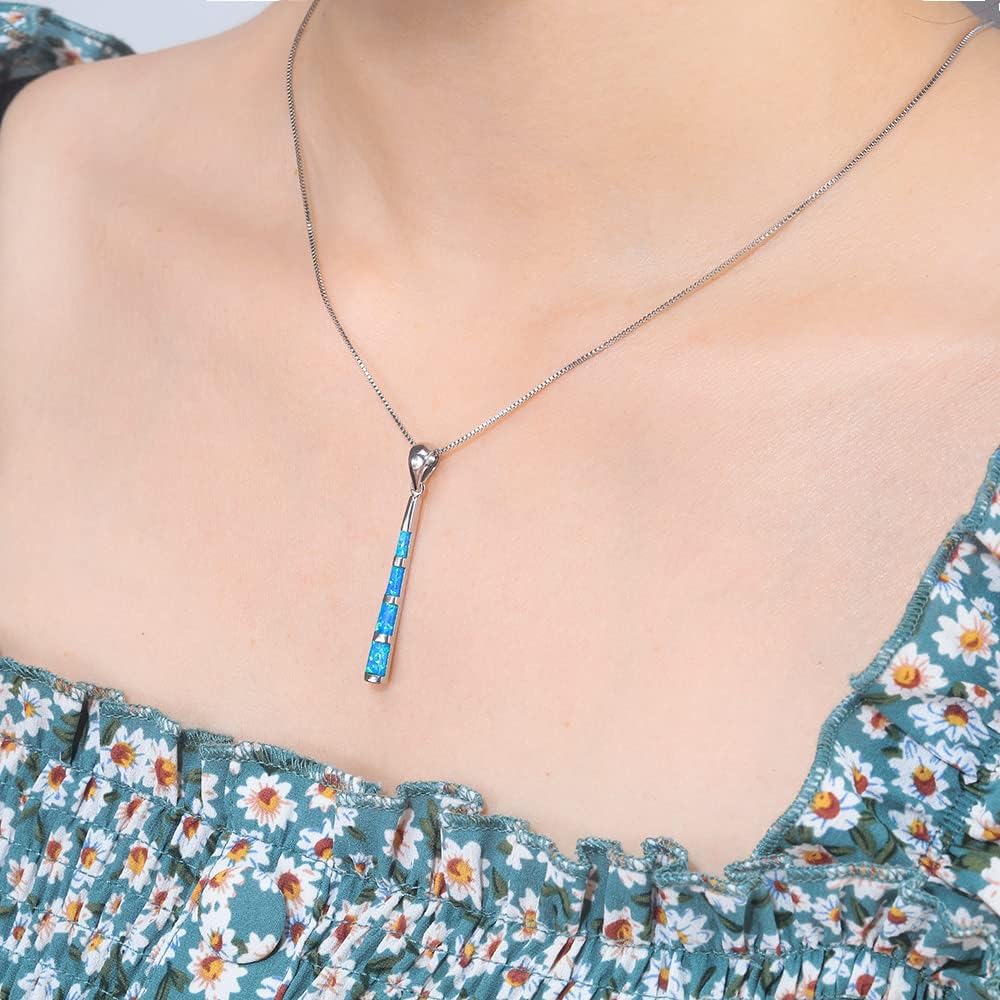 CiNily Opal Pendant Necklace for Women 14K White Gold Plated Long Disc Pendant Ladies Fashion Opal Jewelry - Image 3