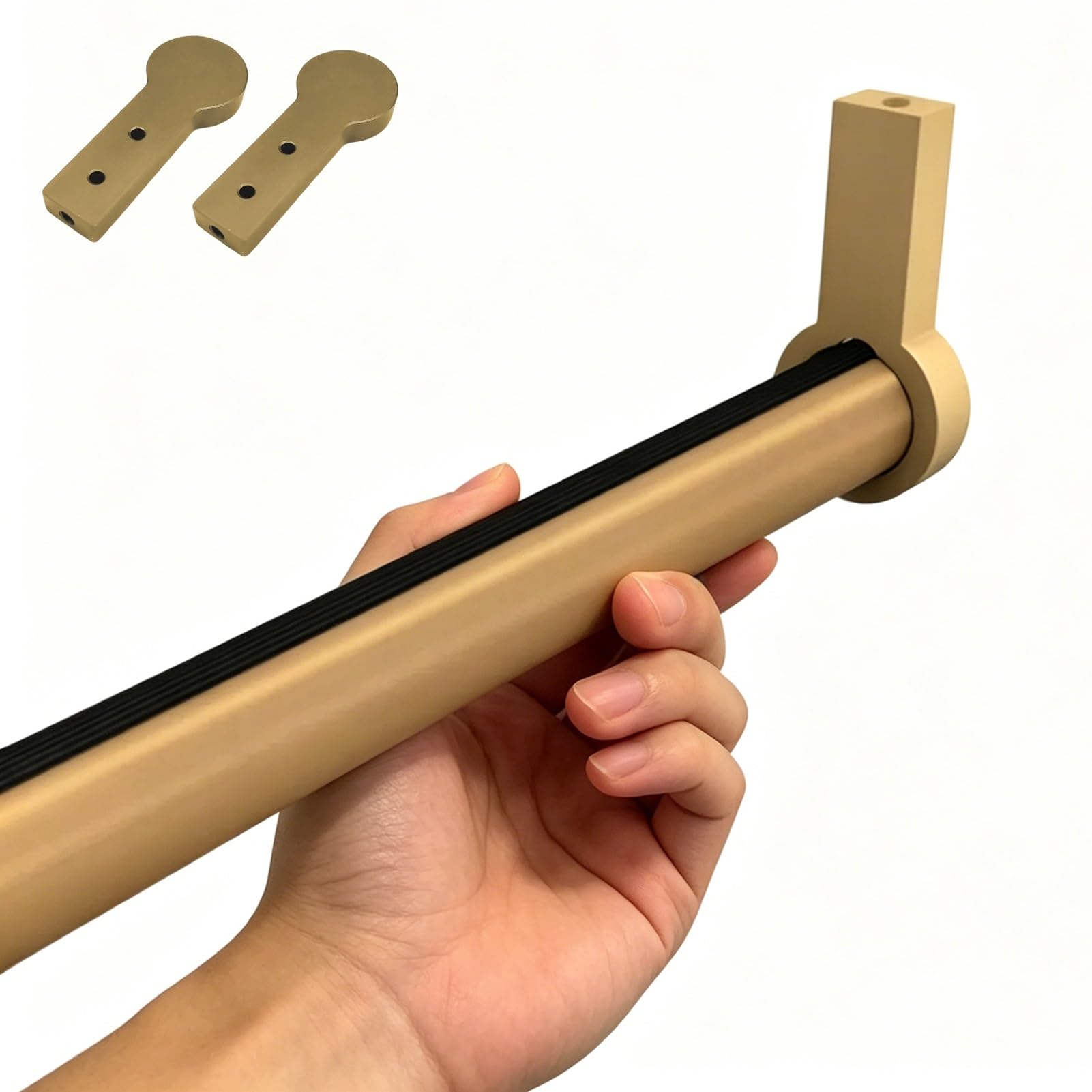 Wardrobe Rail 58 50 45 43 42 39 36 30 24 22 18 in Clothes Hanger Rail with End Bracket, Brushed Gold Closet Pole Ceiling/Wall Mount, Round Wardrobe Closet Rod Tube(142cm (56 in))