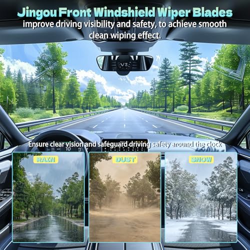 Image of 24 inch + 16 inch Front Windshield Wiper Blades Compatible with Hyundai Tucson 2009-2005 /KIA Spectra 09-05 Sportage 10-05 OEM QUALITY Premium All-Season Automotive Replacement Wipers(Pack of 2)
