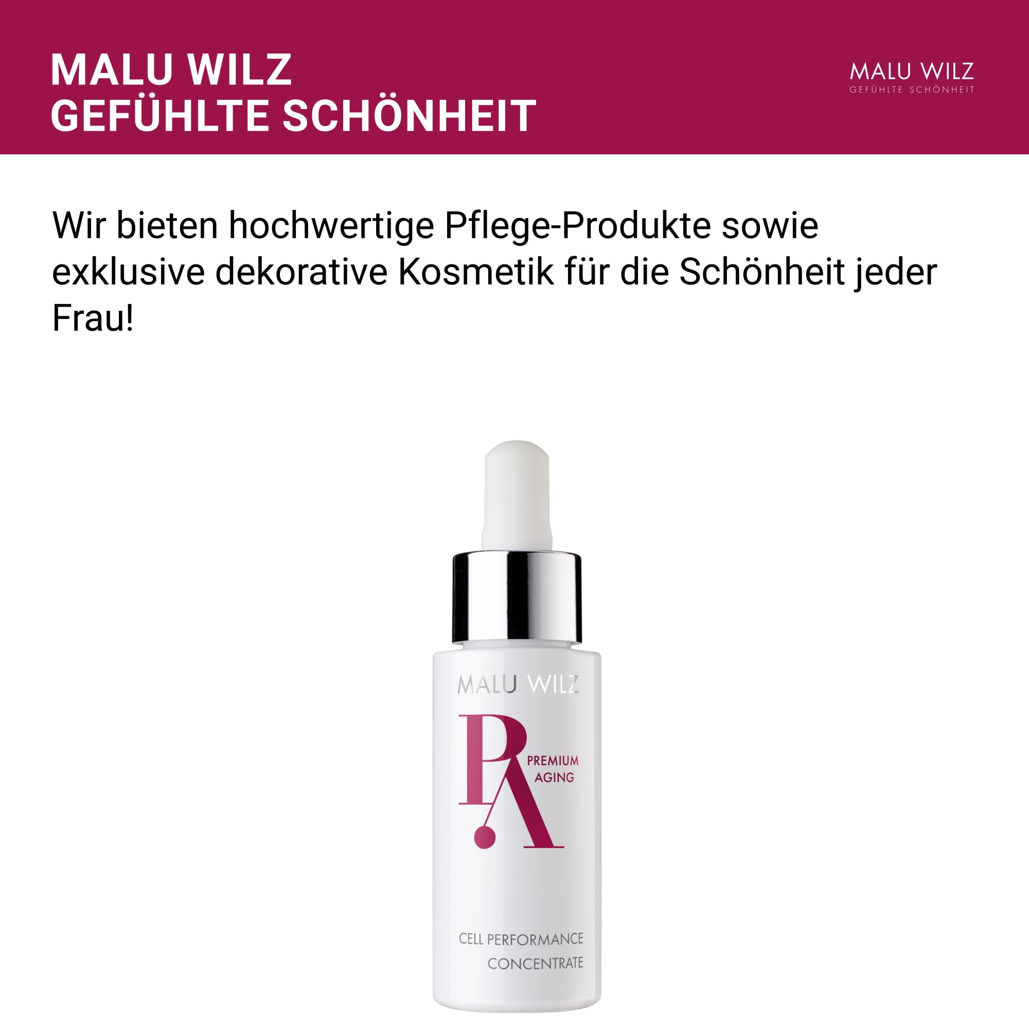 Malu Wilz Premium Aging Cell Performance Concentrate 30ml I Anti Aging Gel Konzentrat I Gründliche Gesichtspflege für die natürliche Hautregeneration
