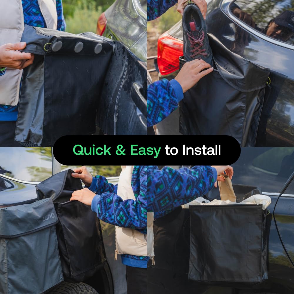Luno - Bolsa de Almacenamiento magnética para Equipos y Zapatos, Resistente al Agua, fijación magnética, Fondo de Malla de Secado rápido | Instalación rápida y fácil | Ideal para Calzado, Negro