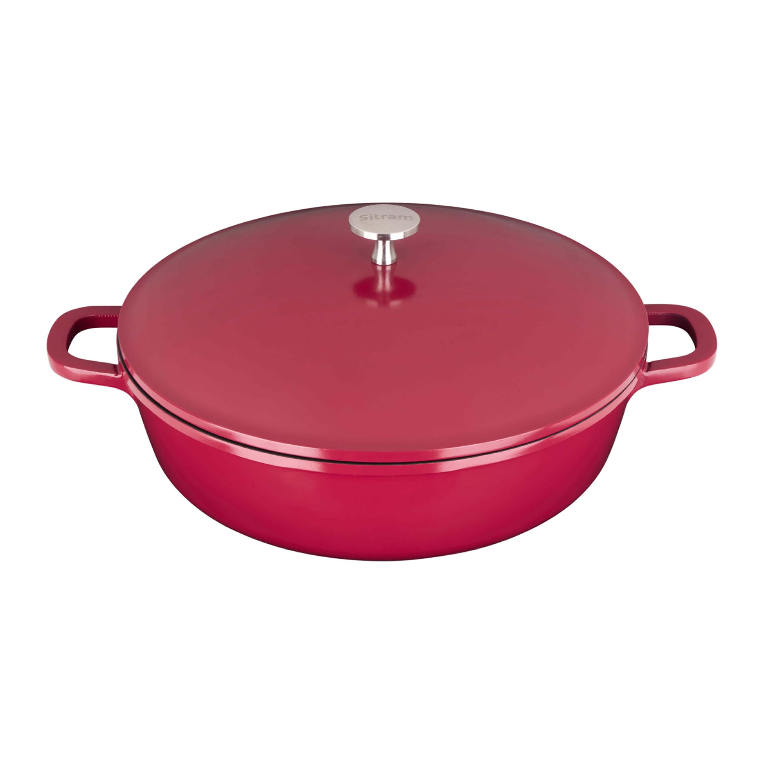 Sitram 716946 Padella Ø28 cm Tutto in 1 Ghisa Alluminio = 1 casseruola per sostituire padella, casseruola, padella + coperchio con gommini, cestello vapore, griglia per arrosto, spatola - compatibile