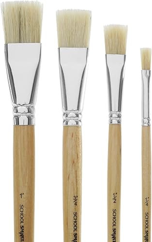 Miniatura 4 de School Smart Pinceles de pintura blanca entrelazados para uso escolar y de artes y manualidades, varios tamaños, juego de 72 unidades