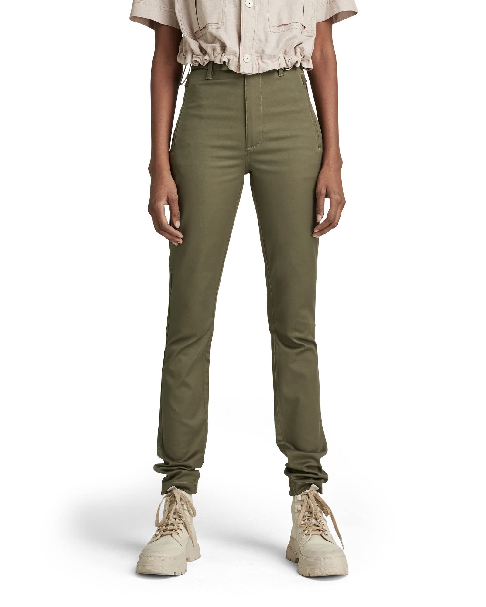 G-Star Women's Green (Shadow Olive D19141-C105-B230) Weld High Skinny Chino, 28W / 30L
