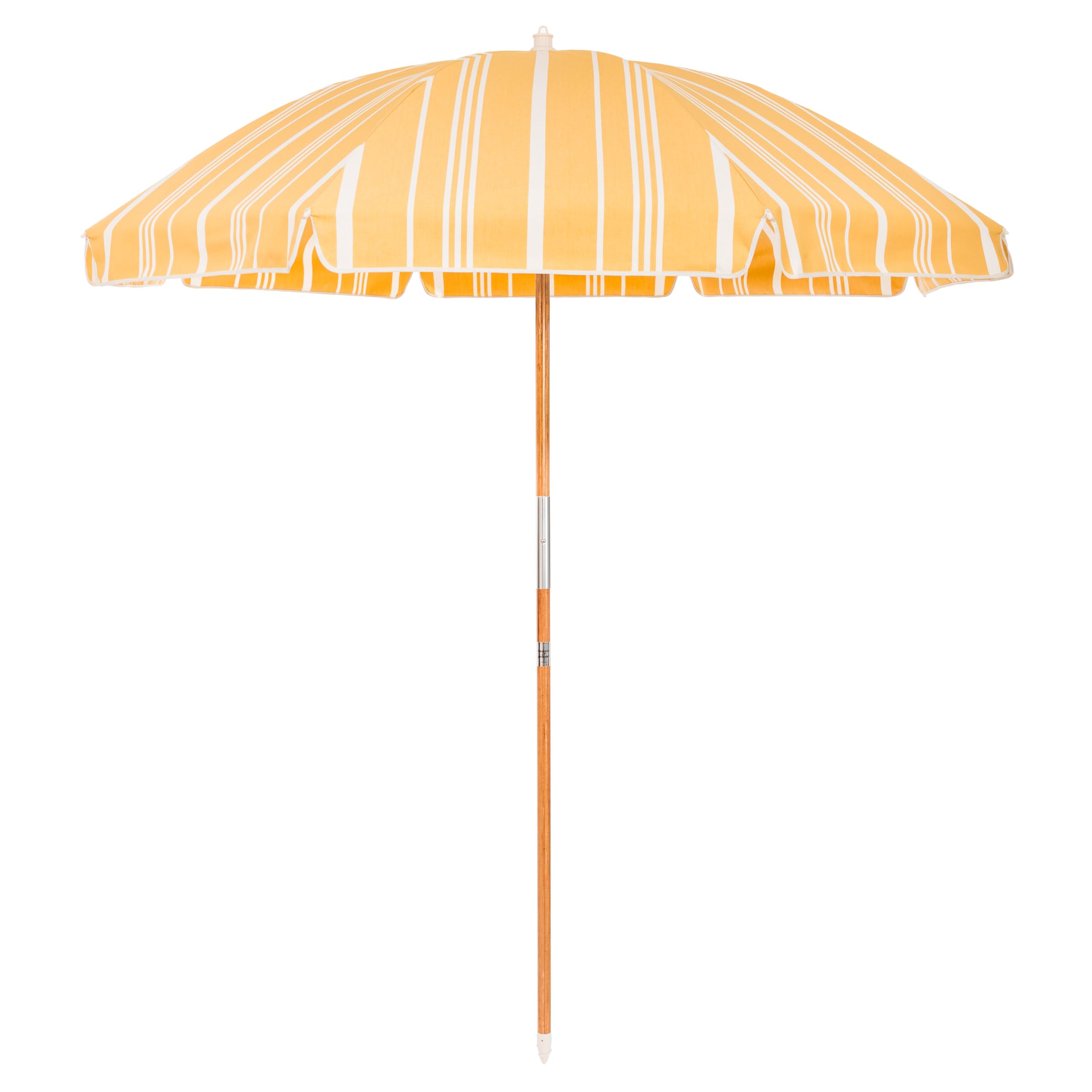 Business & Pleasure Co. Rio Umbrella Scalloped Brim For Beach, Patio or Picnic - 6' Boho Beach Umbrella, 7' Tall Wood Pole, UPF 50+