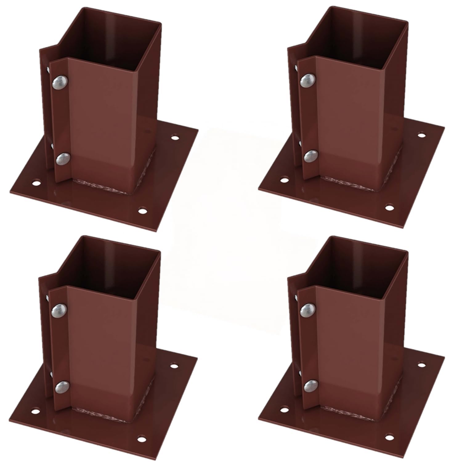 Silver Star® Heavy Duty Steel Bolt Down Fence Post Holder/Support Base (4 Pack (100x100mm))