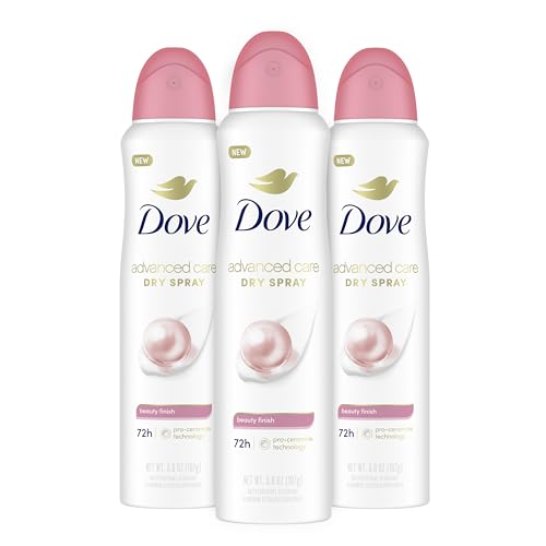 Dove Advanced Care Antiperspirant Deodorant Spray Beauty Finish 3 Count To help skin barrier repair after shaving by boosting skin's ceramide levels 72-hour for Soft Underarms 3.8 oz