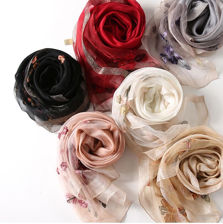 Scarf for Women Silk Scarves Elegant Wraps Shade Scarves Lightweight Fashion Pashmina Shawl3