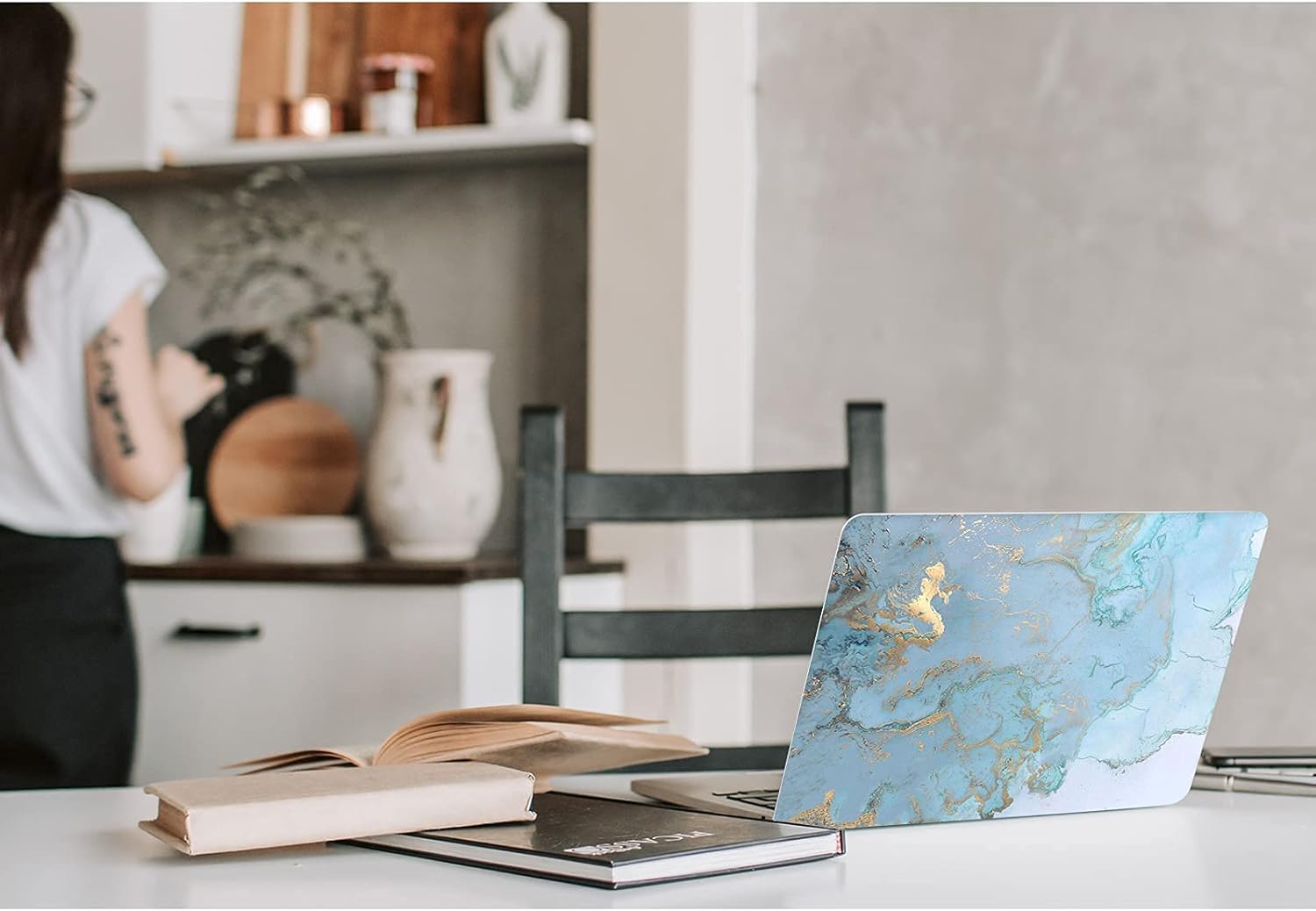 Watbro Compatible with MacBook Air 13 Inch Laptop Case 2020 2019 2018 Release A2337 M1/A2179/A1932,Colorful Marble Case with Keyboard Cover Skin for MacBook Air 2020 with Touch ID