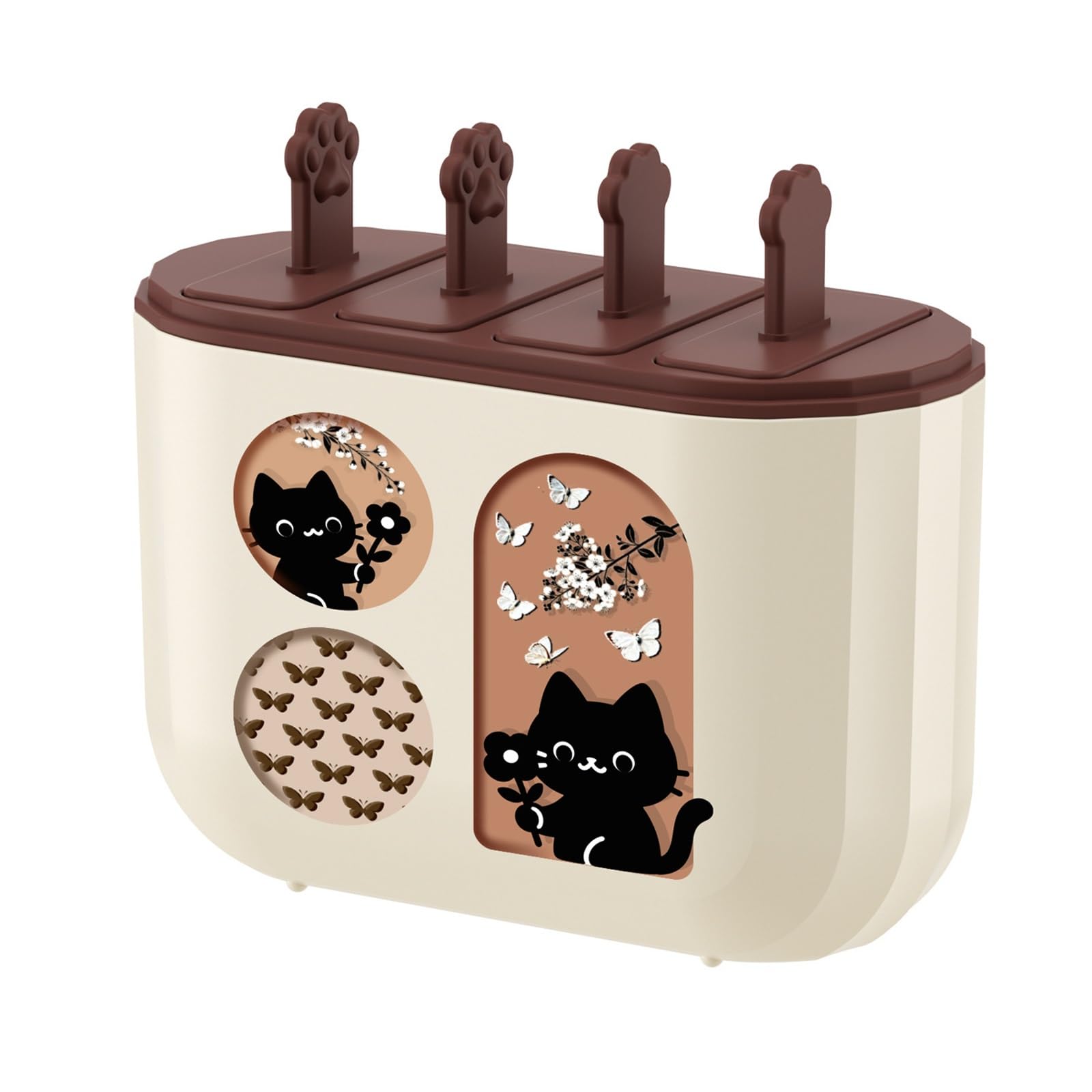 Molde Helados de 4 Cavidades, Molde para Helados, Fácil de Desmoldar, Reutilizable, para Reuniones de Verano, Picnics y Fiestas(Beige)