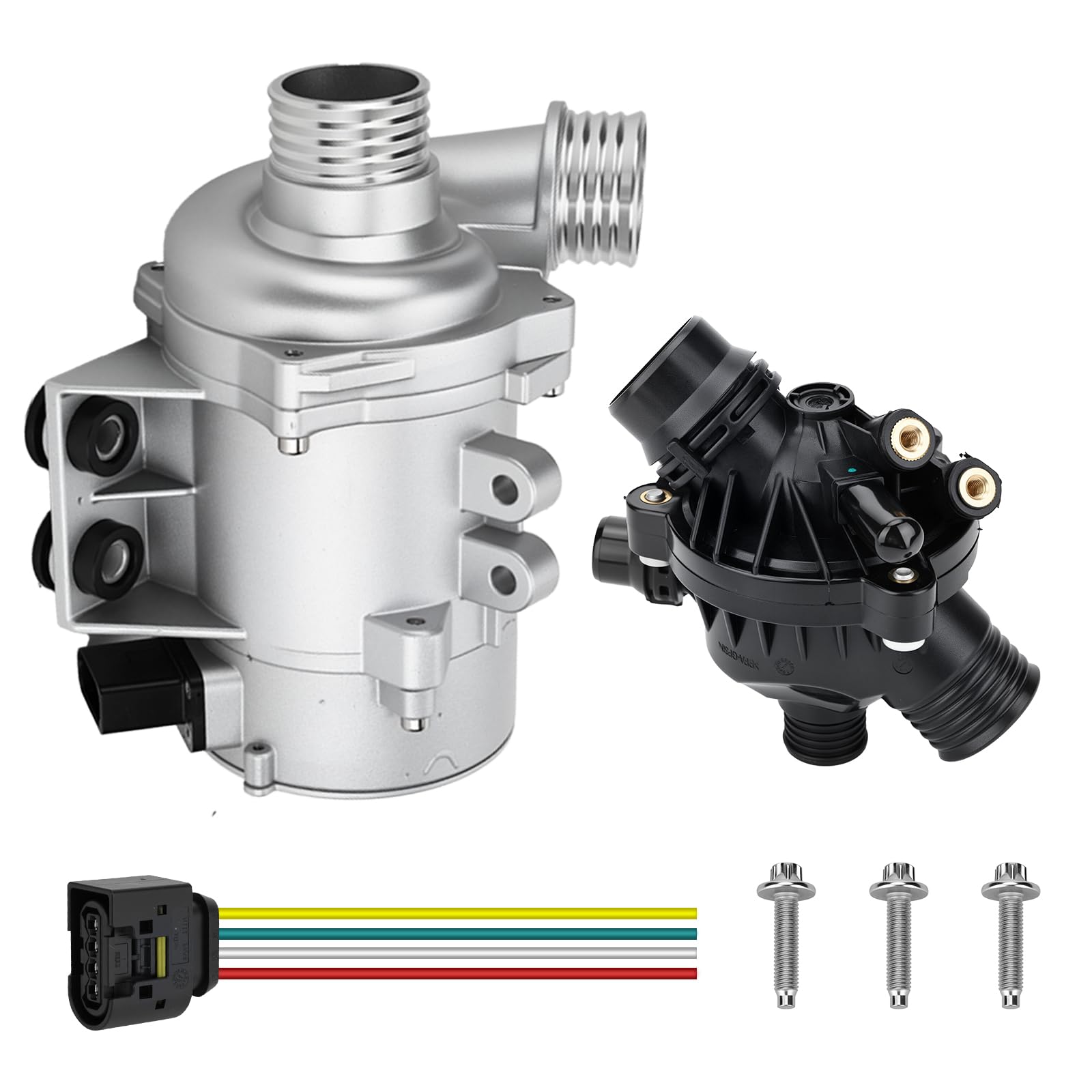 11517546994 Electric Engine Water Pump with Thermostat Compatible for BMW X3 Z4 X5 128i 325i 328xi 528i Replacement for OE# 11517563183, 11517521584, 11517586925, 11517586924,11517521584