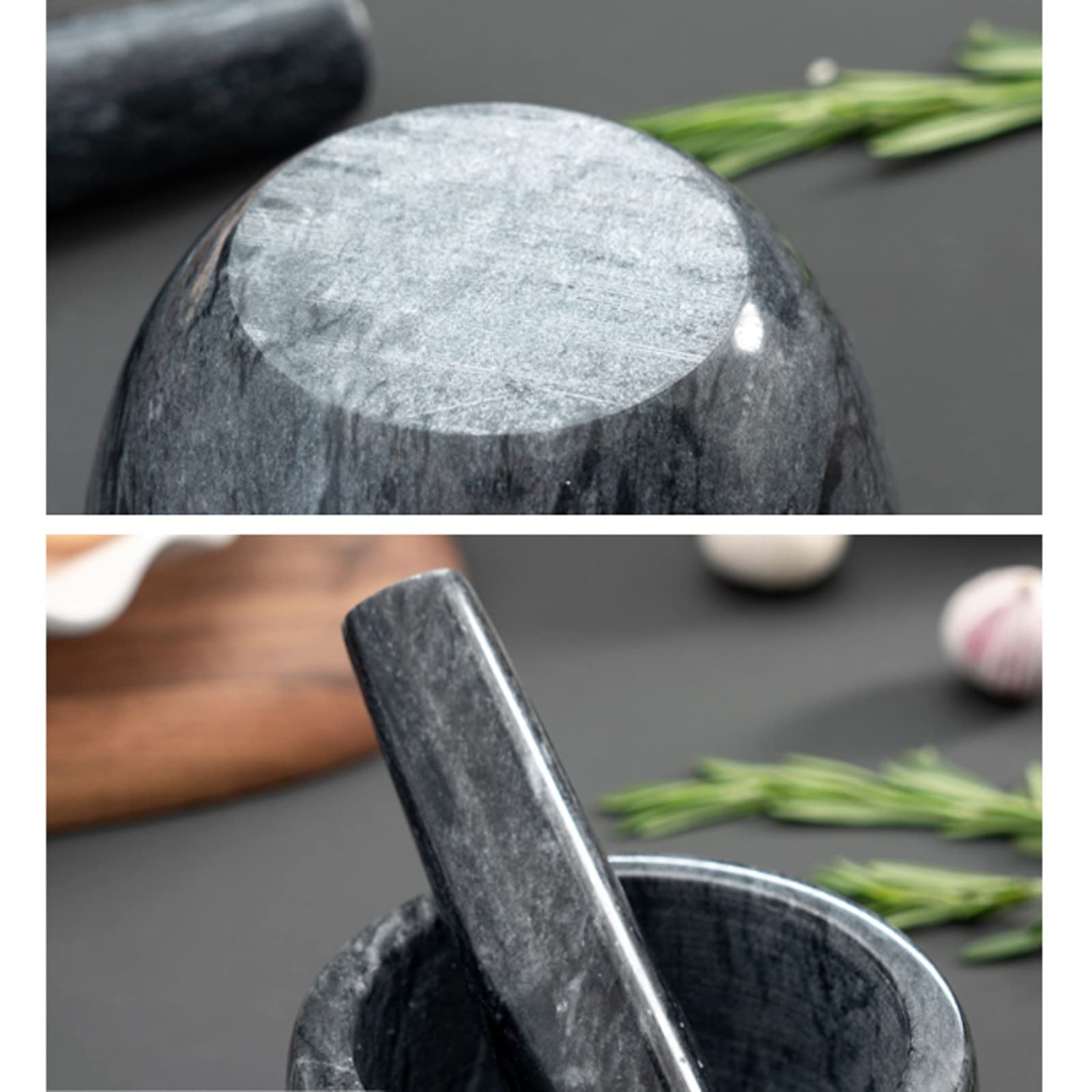 Knoblauchpresse Edelstahl Marmor-Mörser und Stößel-Set, 4,7 Zoll, Gewürzzerkleinerer, Rührschüssel, Pillenzerkleinerer, Pfeffermühlen-Mörserstößel, Knoblauchmühlen-Zerkleinerer, DIY-Werkzeug for die K