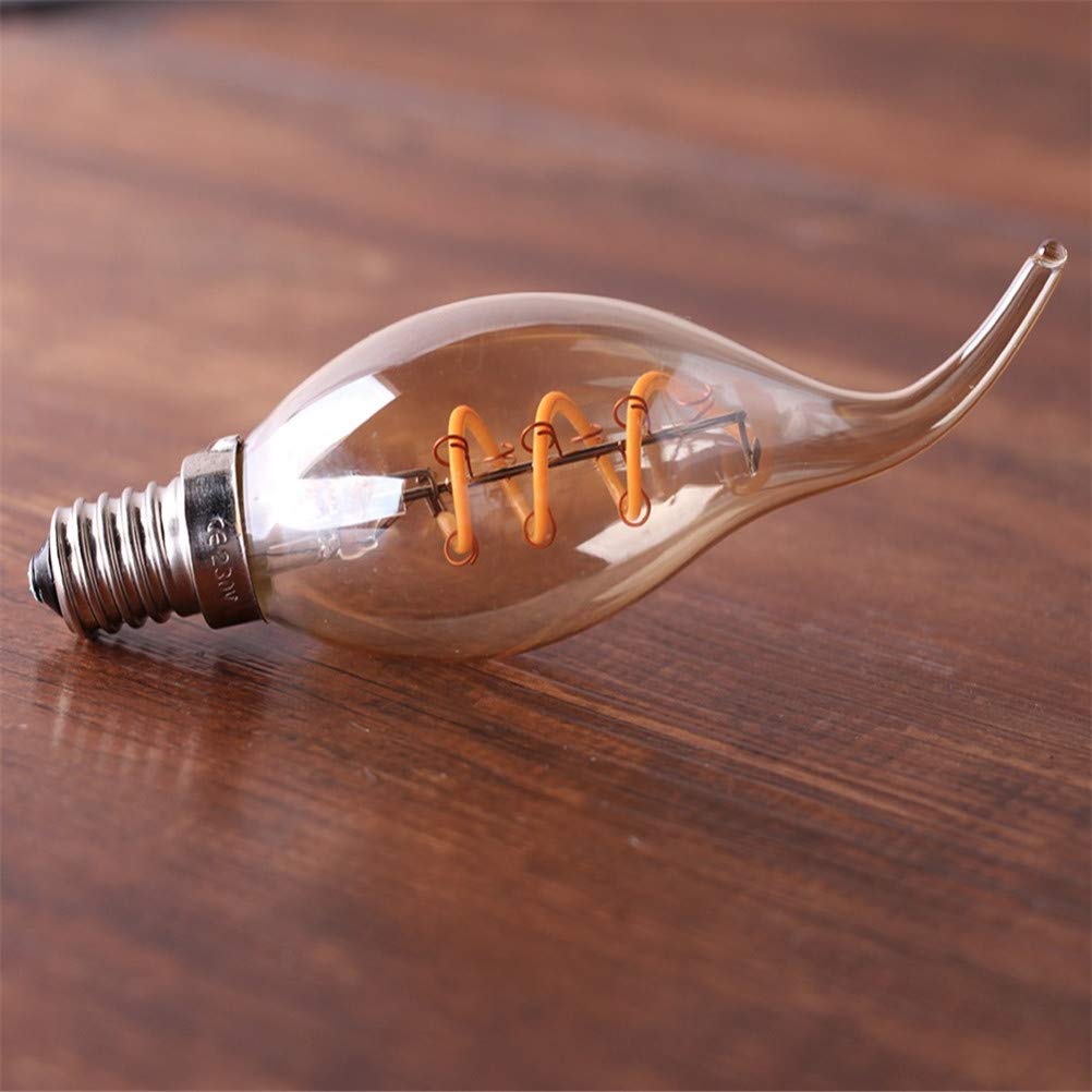 Ampoule LED à Filament spiralé dimmable 2200K rétro E14/ 220V Effet Flamme C35T décorative 3W, pour la Maison, Lot de 10
