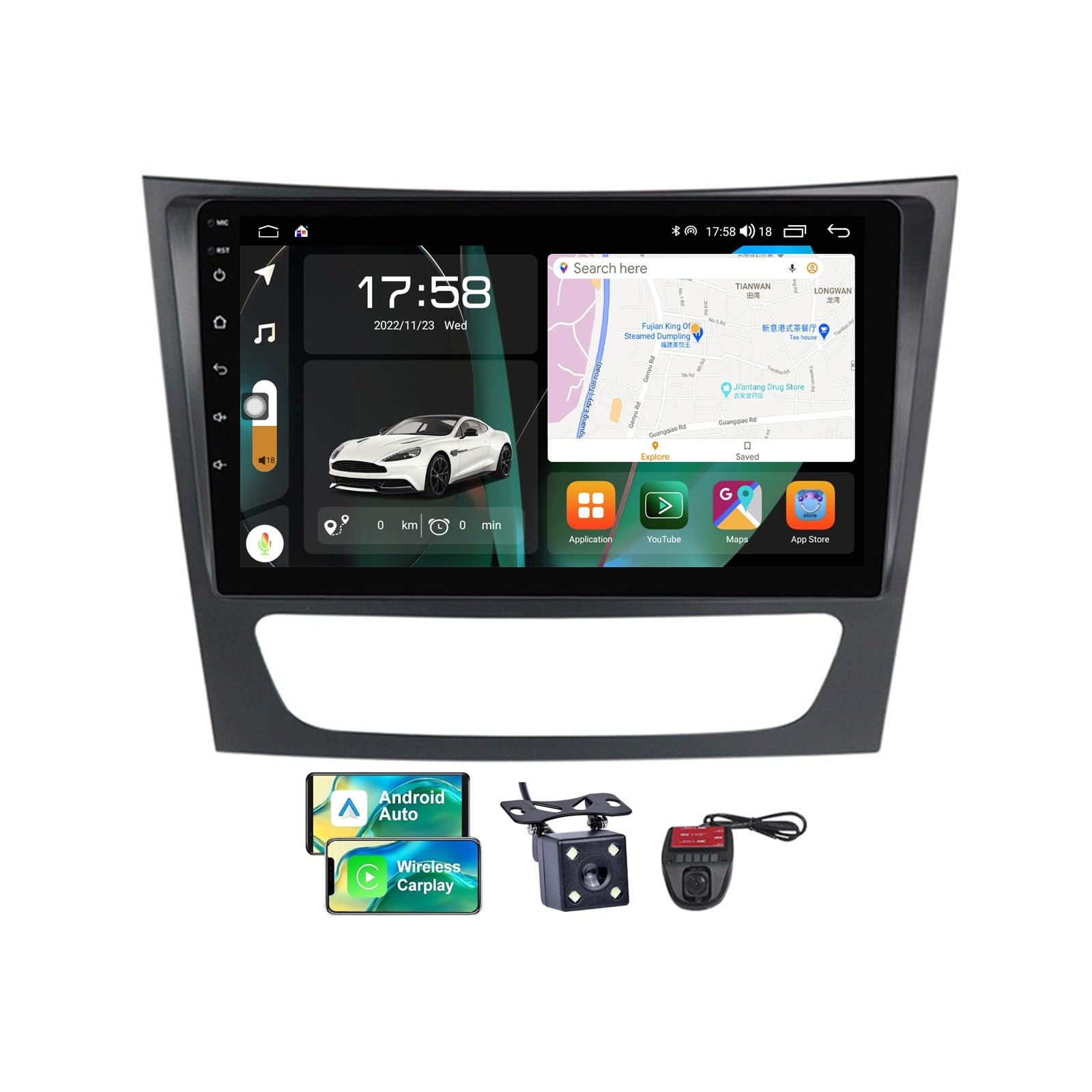 Autoradio Android 13 Mercedes E W211 station multimédia haut de gamme avec DSP