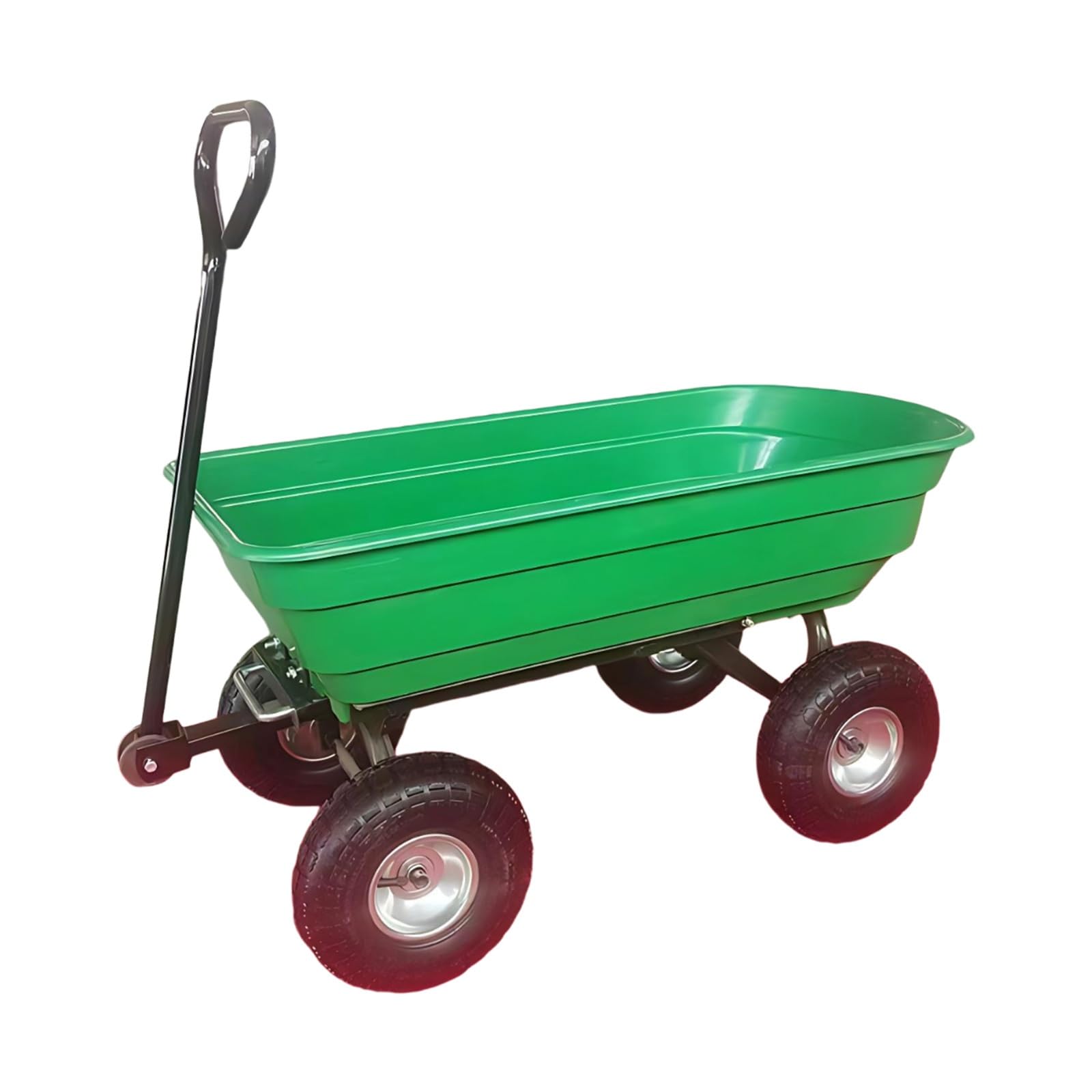 Chariot de jardin robuste avec fonction de benne, chariot utilitaire sur roues pour travaux de cour, brouette à 4 roues alternative pour déplacer le sol, les plantes, le gravier à l'extérieur